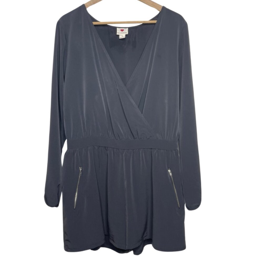 ONE CLOTHING | Women's Charcoal Grey Long Sleeve Zipper Detail Romper | Size L - Picture 1 of 12
